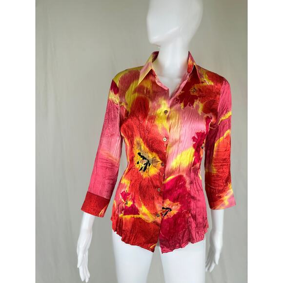 Vintage Roberto Cavalli 2004 crinkle silk blouse size S - Picture 1 of 8